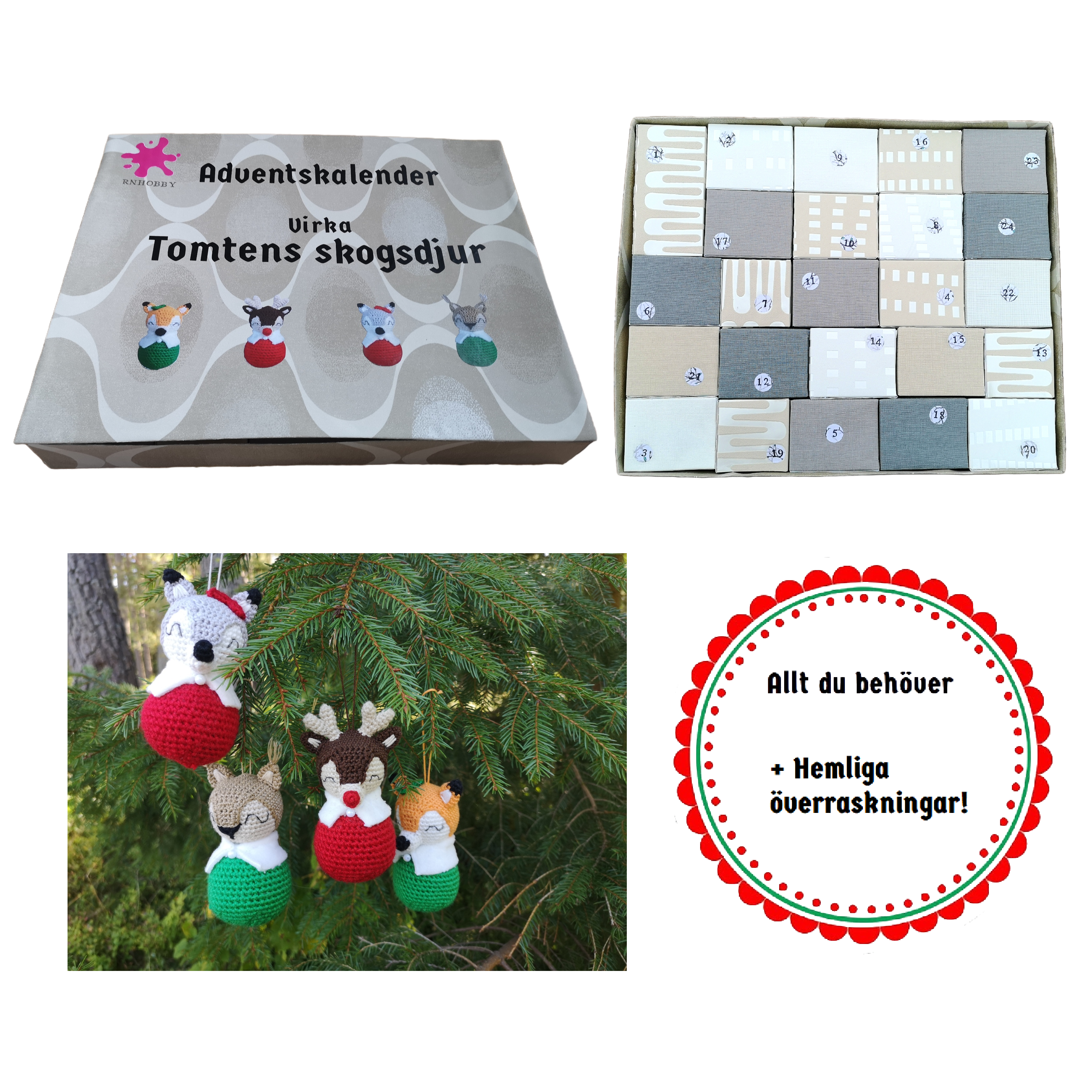 Adventskalender, virka tomtens skogsdjur