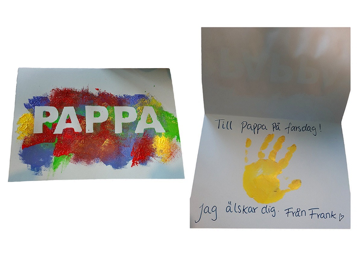 Du visar för närvarande Kort med handavtryck till pappa på fars dag